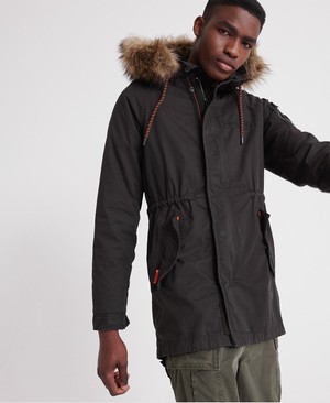 Superdry Mountain Rookie Aviator Parka Férfi Kabát Fekete | GQTWU1368